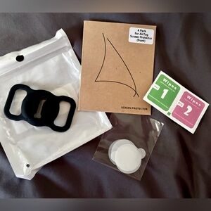 NEW Black AirTag Pet Dog Cat Collar Holder with 4 screen protectors for AirTags